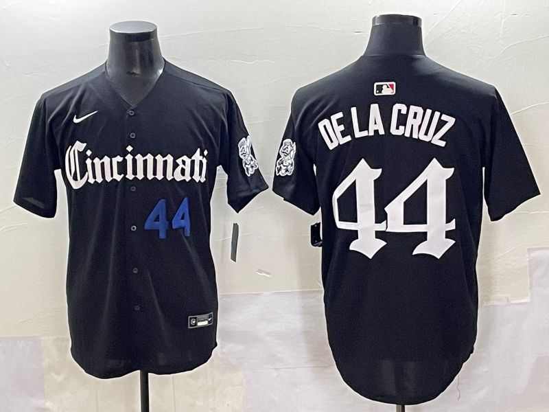Men 2025 Cincinnati Reds #44 Delacruz Black Five generations Joint Name Nike MLB Jersey style 4
